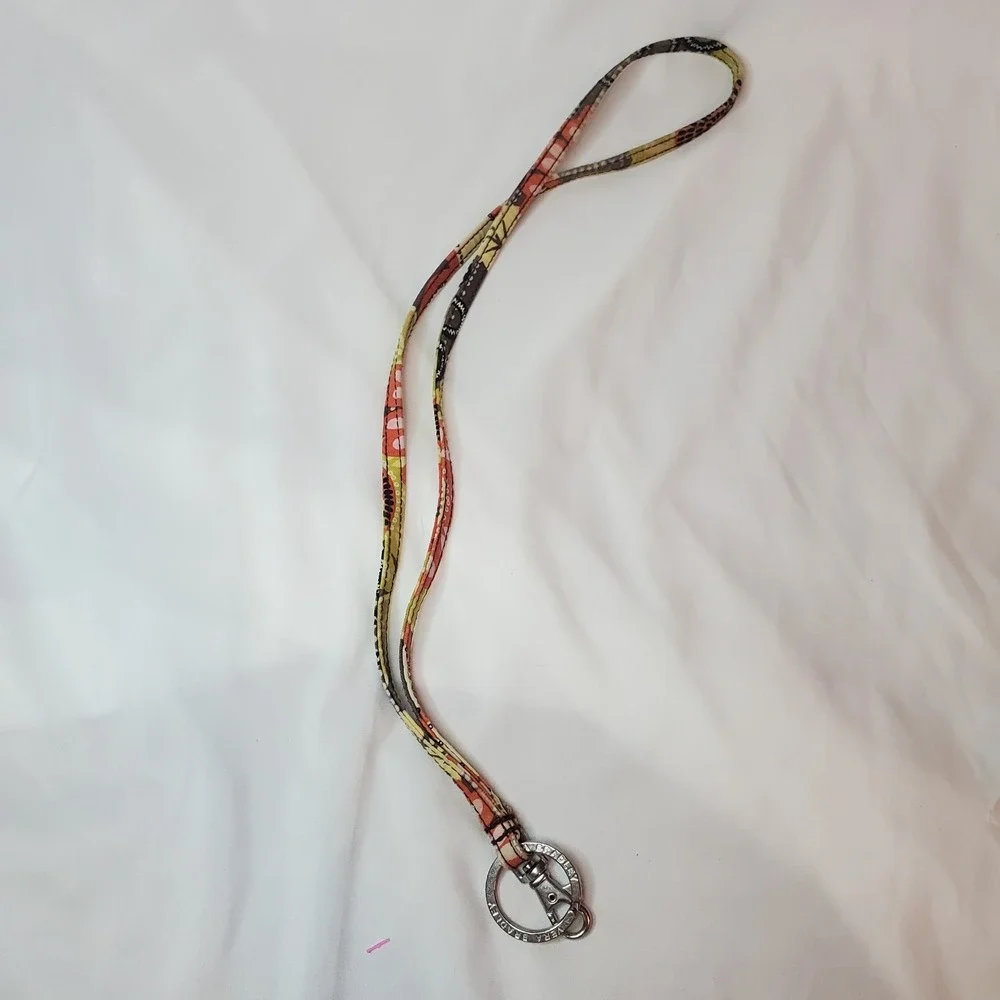 VERA BRADLEY MULTI COLOR BROWN, ORANGE, Green COTTON LANYARD & KEY FOB, EC - Picture 5 of 5